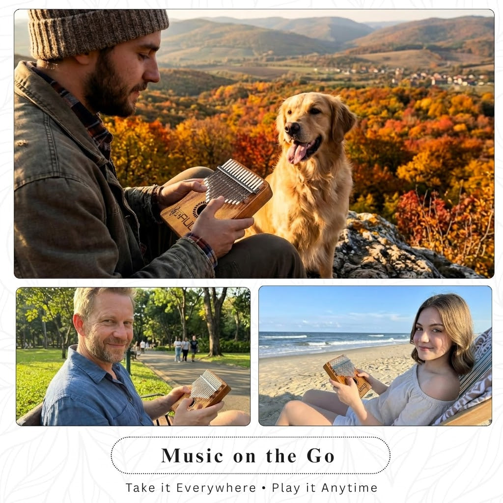 AudioDirect™ 17-Key Mahogany Kalimba – Professional Handheld Thumb Piano